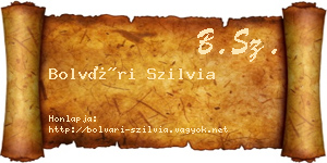 Bolvári Szilvia névjegykártya